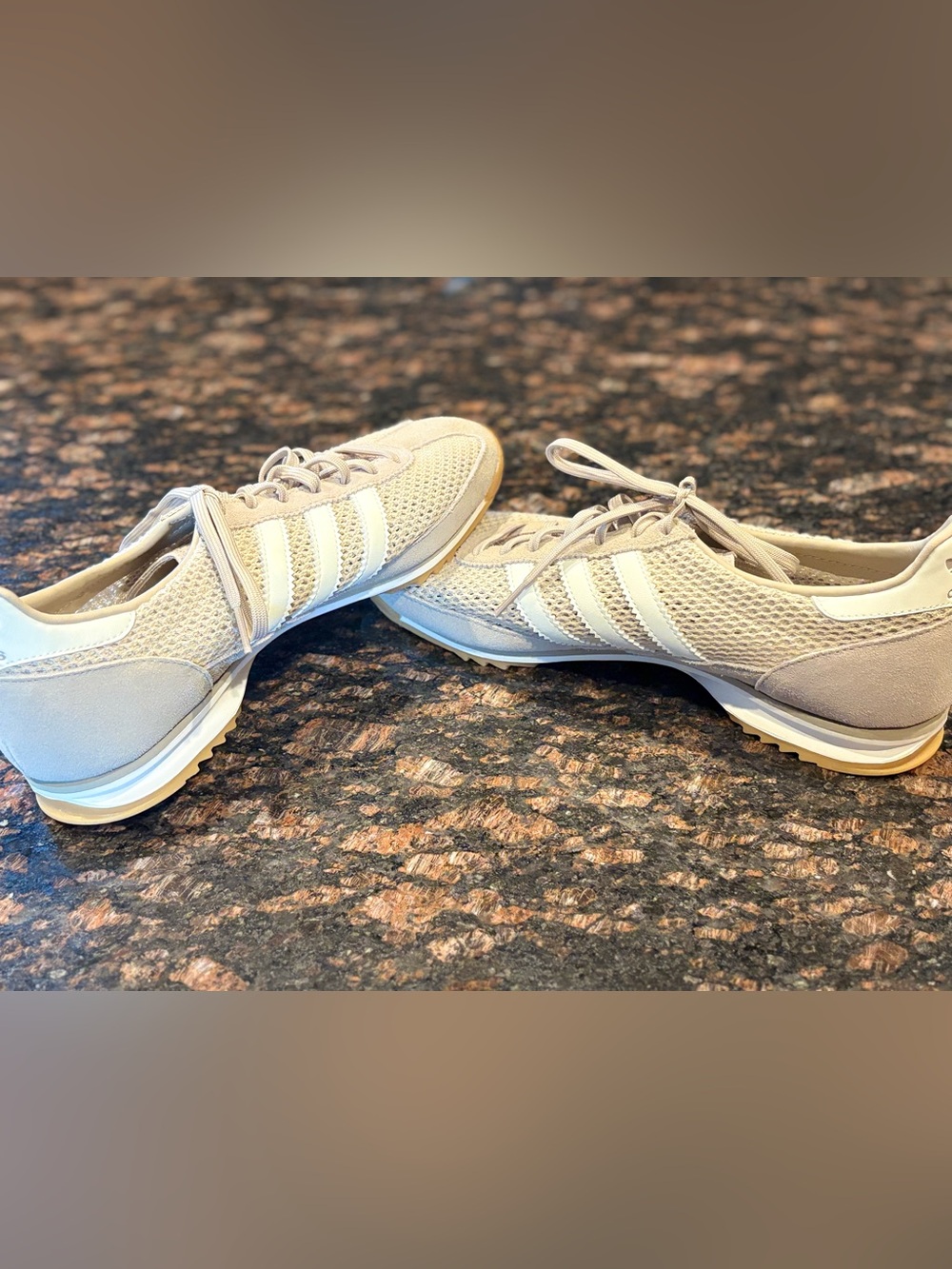 adidas Women's Light Beige Knit Lace-Up Sneakers